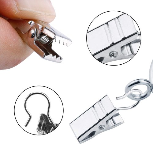 JANYUN Heavy-Duty Metal Curtain Clips - 120 Pack for Home, Party, and Art Display - Silver