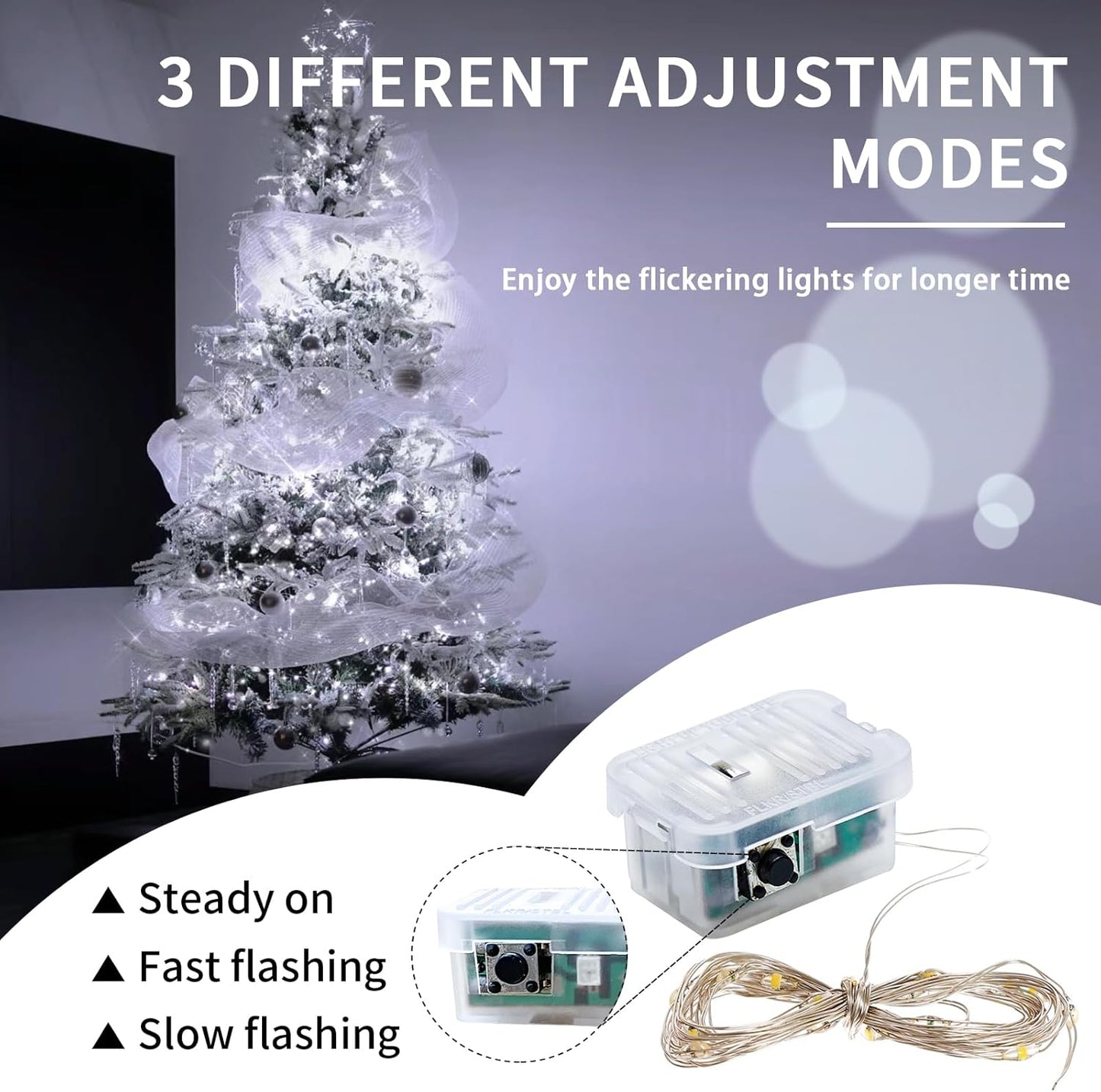 Skiennix 8 Pack White Fairy Lights - 7Ft 20 LED Twinkle String Lights | Battery Operated & Waterproof for Weddings, Parties, and Home Decor
