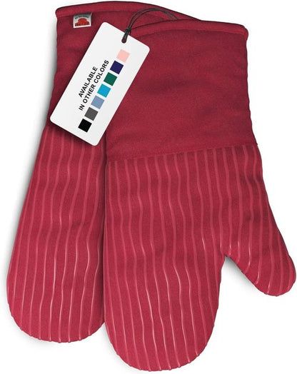 Big Red House - Silicone Oven Mitts - Heat Resistant to 536°F | Red Set of 2 - Professional Kitchen Gloves