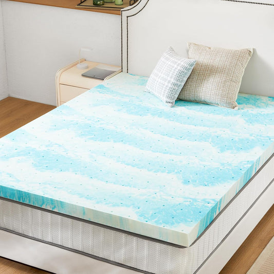 Sweetcrispy Memory Foam Mattress Topper - 3 Inch Thick Gel-Infused Cooling Pad for California King Bed