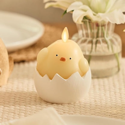 Yellow Hatching Easter Chick Flameless Candle by Luminara - 3.3 x 4.3 in, Real-Flame LED