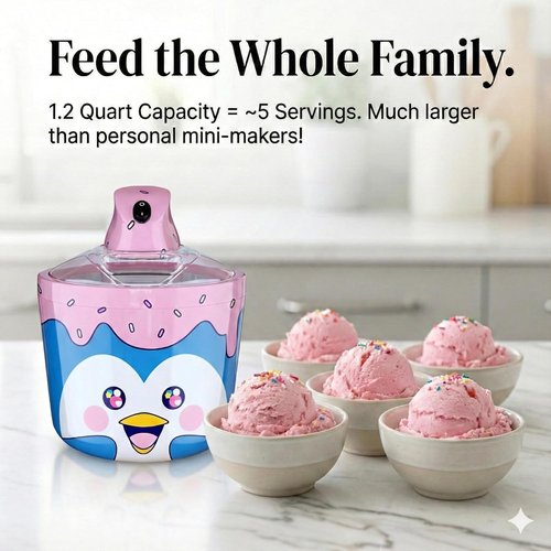 Fun Electric Ice Cream Maker - Countertop Soft Serve & Sorbet Machine | Easy to Clean Personal Dessert Maker