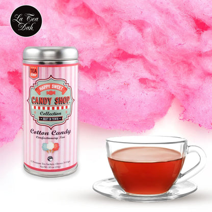 Cotton Candy Tea by La Tea Dah | Lightly Caffeinated Oolong Tea Flavored with Hibiscus, Raspberry, Cranberry, & Apple | Fragrant, Fruity Hibiscus Tea Bags | Dessert Tea (12 Sachets)