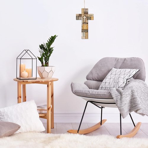 Jetec Wooden Cross Wall Decor - Christian Easter Sign with Biblical Verse | 10.6 x 6.1 Inch Farmhouse Decoration