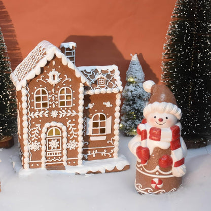 Sheaifun Gingerbread House Decor - Indoor Resin Christmas Decoration with LED Lights | 9 x 5 x 10.2 Inch