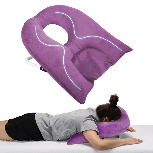 Beatvive Face Down Pillow for Sleeping, Prone Pillow for Vitrectomy or Retinal Surgery, Adjustable Height Prone Prone Pillow Face Down Sleep, Retina Lying Pillow Eye Surgery Recovery (Velvet-Purple)