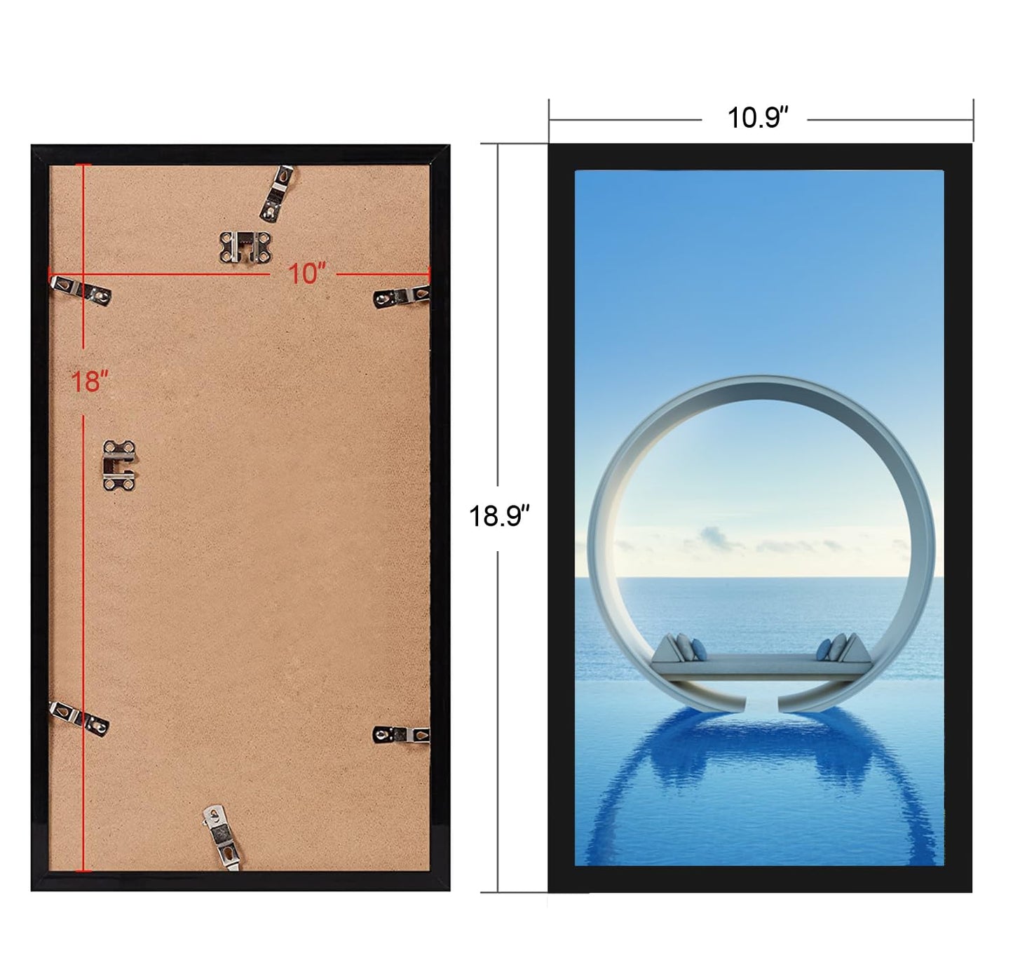 MENNTHUI 10x18 Black Picture Frame, Wall Mounting Horizontally or Vertically, Decoration for Photos, Paintings, Posters, Artwork