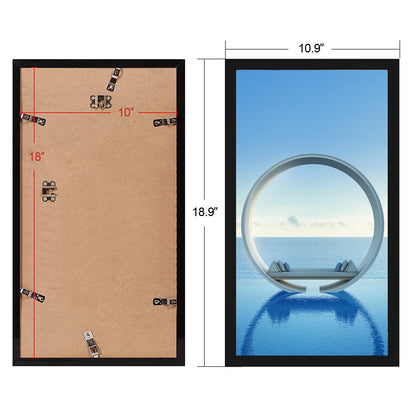 MENNTHUI 10x18 Black Picture Frame, Wall Mounting Horizontally or Vertically, Decoration for Photos, Paintings, Posters, Artwork