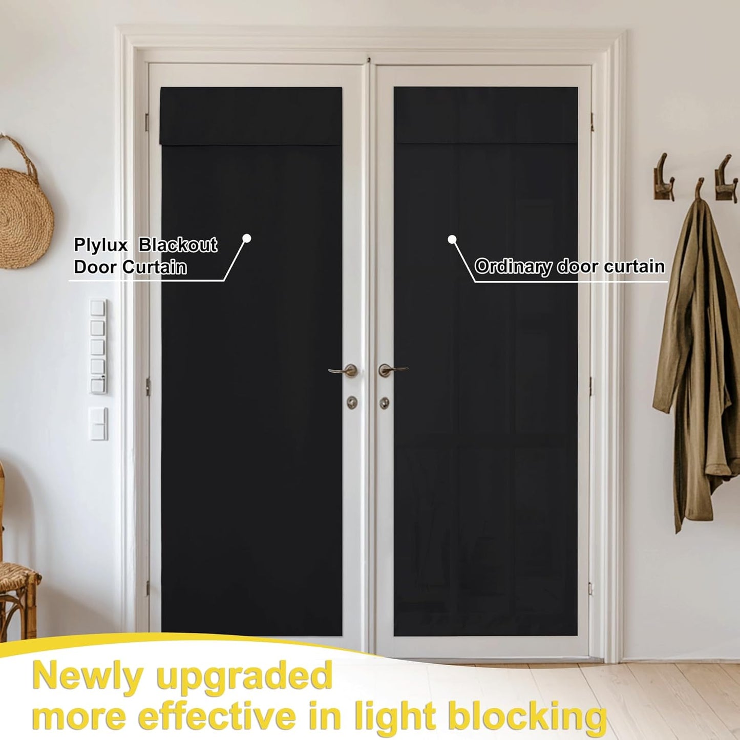 NICETOWN Blackout French Door Curtains - 100% Thermal Insulated Window Covering, 26W x 72L Inches