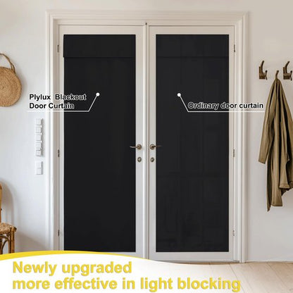 NICETOWN Black French Door Curtains for Window, 100% Blackout Thermal Insulated Window Covering for Glass Door, Front Kitchen Curtain Tie Up Shade 26W x 72L Inches Long, 1 Panel