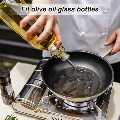 uxcell Stainless Steel Bottle Pourers, 2Pcs Olive Oil Spout with Rubber Dust Caps, Wine Pourers Liquor Pour Spouts for Wine Liquor Coffee Vinegar Bottles (White)