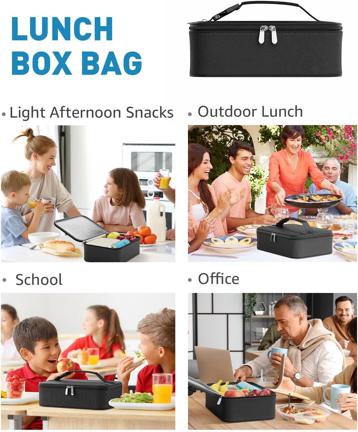 Skiennix Insulated Lunch Box - Compact Portable Thermal Meal Cooler Bag for Work & School | Black, 5L