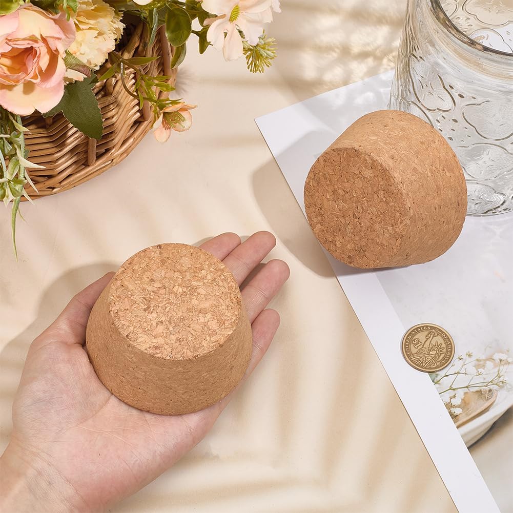 OLYCRAFT 2Pcs Large Cork Stoppers 2.4~3.2 Inch Cork Bottle Stoppers Tapered Corks Plugs Corks Canning Jar Lids Wood Tapered Plugs Wooden Taper Stopper for Kitchen Wedding Favor Canning