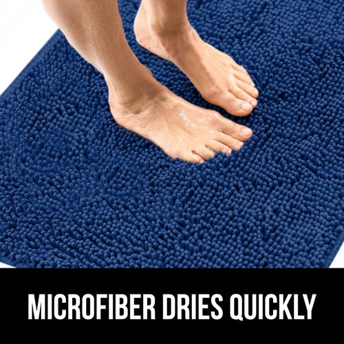 GORILLA GRIP Plush Absorbent Shaggy Chenille Bath Rug Mat for Square Toilet Base with Rubber Backing, Machine Washable Rugs, Soft Microfiber Contour Mats for Toilets, Bathroom Decor, Royal Blue