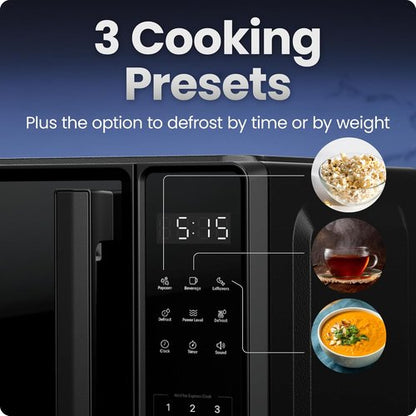 Chefman Microwave Oven - 0.7 Cu. Ft. Compact Design with 10 Power Levels & Child Safety Lock - Black