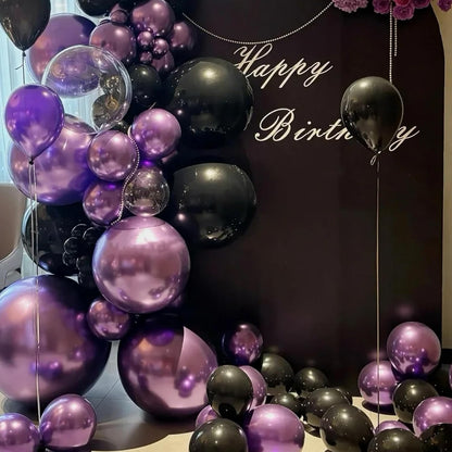 Voircoloria Metallic Purple Balloons - 12-Inch Chrome Latex Party Balloons | 66-Pack for Celebrations