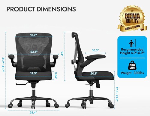 Ergalithic Ergonomic Office Chair - Comfy Mesh High-Back Gaming Chair with Adjustable Lumbar Support | Perfect for Long Hours