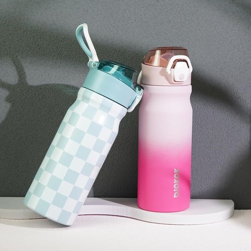 BJPKPK 18oz Insulated Water Bottle - BPA-Free Stainless Steel Thermal Flask with Straw | Cherry Blossom