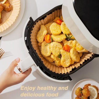 Air Fryer Liners Disposable 100-Pack | Non-Stick Parchment Paper for Easy Cleanup - Fits Most 3-10 QT Air Fryers