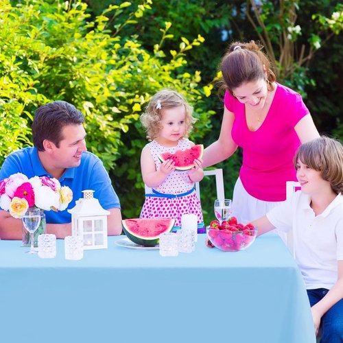 Kopokita Disposable Light Blue Plastic Tablecloths - 54 x 108 Inch Rectangle Party Covers