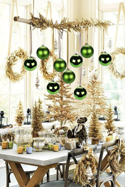 Large 5.9" Christmas Ornaments Balls (2 Pcs) Green – Shatterproof Hanging Loop, Indoor/Outdoor Decor