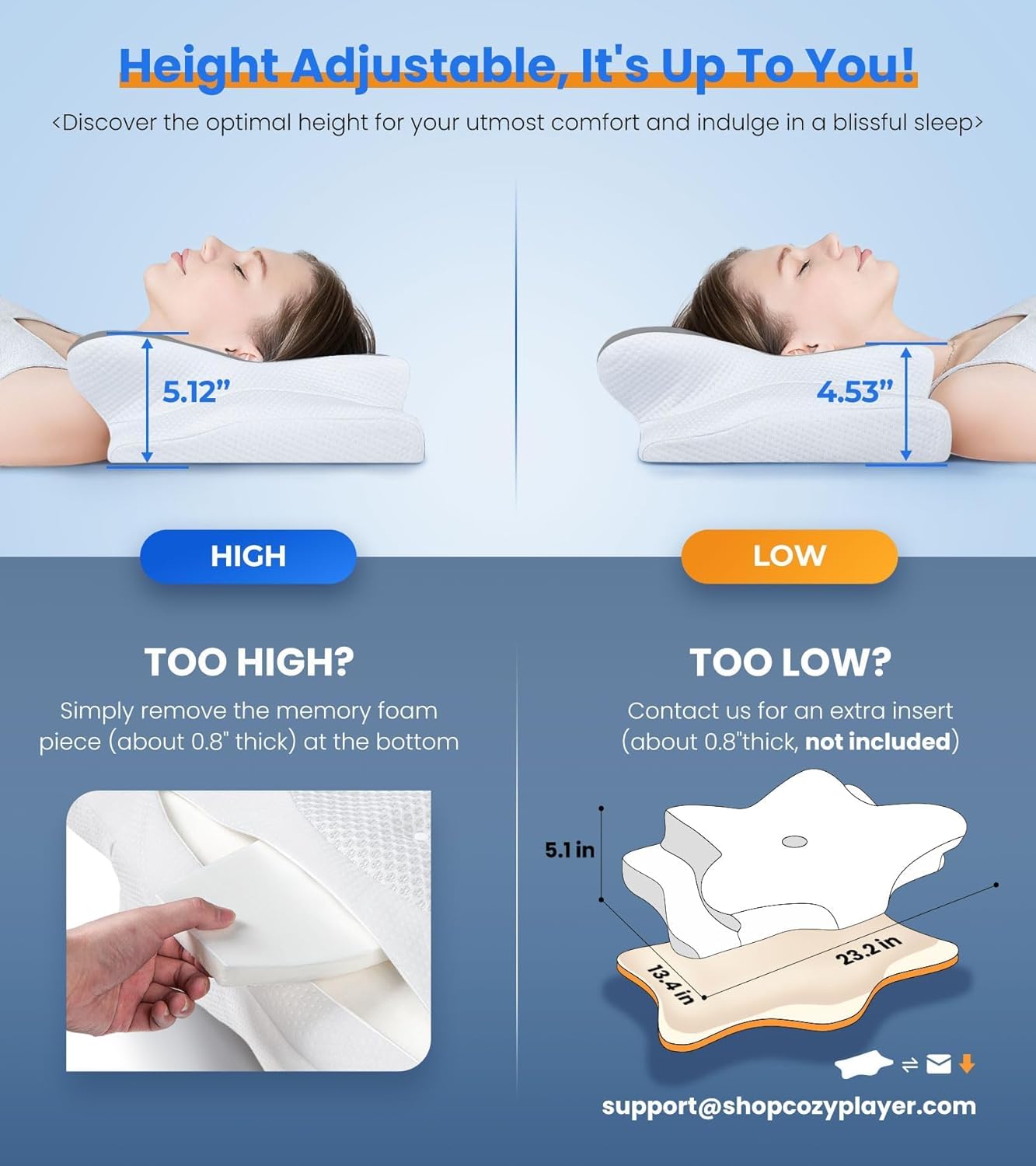 Ultra Pain Relief Cooling Pillow - Adjustable Ergonomic Memory Foam for Neck Support | Cozy Orthopedic Design