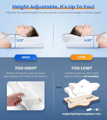 Ultra Pain Relief Cooling Pillow - Adjustable Ergonomic Memory Foam for Neck Support | Cozy Orthopedic Design