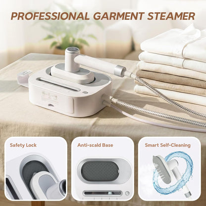 Skiennix 2 In 1 Clothes Steamer - 1550W Powerful Portable Wrinkle Remover | 1100ml Tank, Fast Heat-Up, White