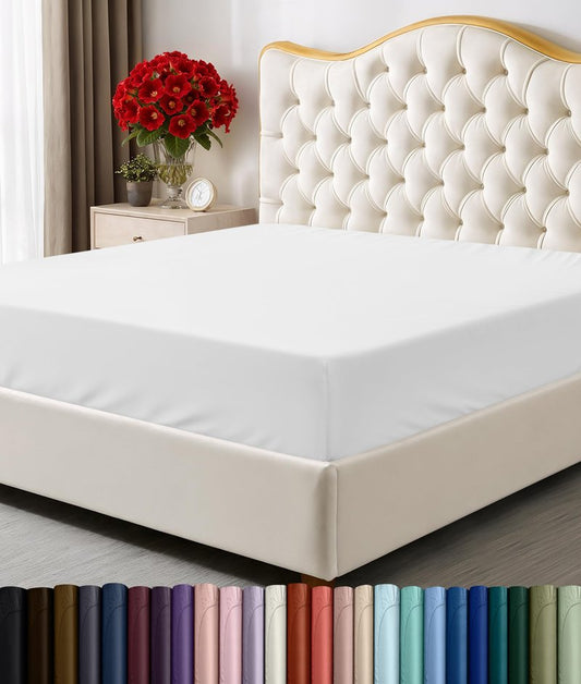 Utopia Bedding Cal King Fitted Sheet - Bottom Sheet - Deep Pocket - Soft Microfiber -Shrinkage and Fade Resistant-Easy Care -1 Fitted Sheet Only (White)