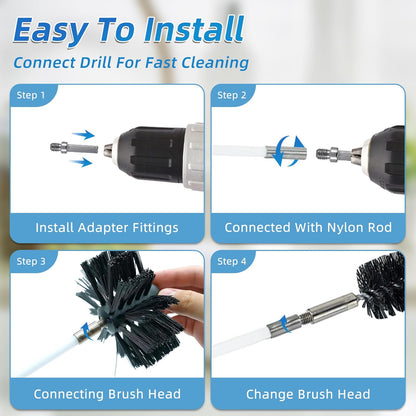 Skiennix Dryer Vent Cleaning Brush Kit - 15 Feet Flexible Nylon Rod for Lint Removal | Multi-Purpose Chimney & Vent Brush