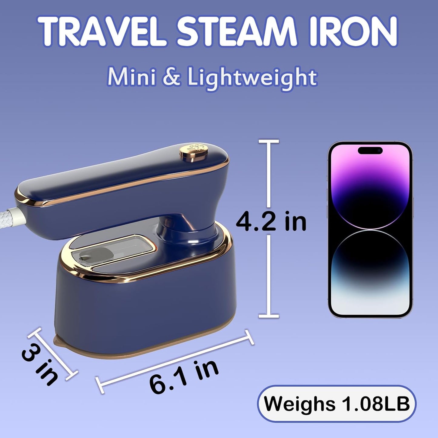 Skiennix Travel Steamer Iron - Mini Portable Ironing Machine for Clothes | Compact Size in Blue