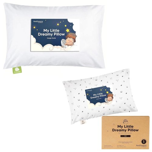 KeaBabies Toddler Pillow Set - Soft Cotton Mini Pillow & Pillowcase - 9x13 My Little Dreamy Design