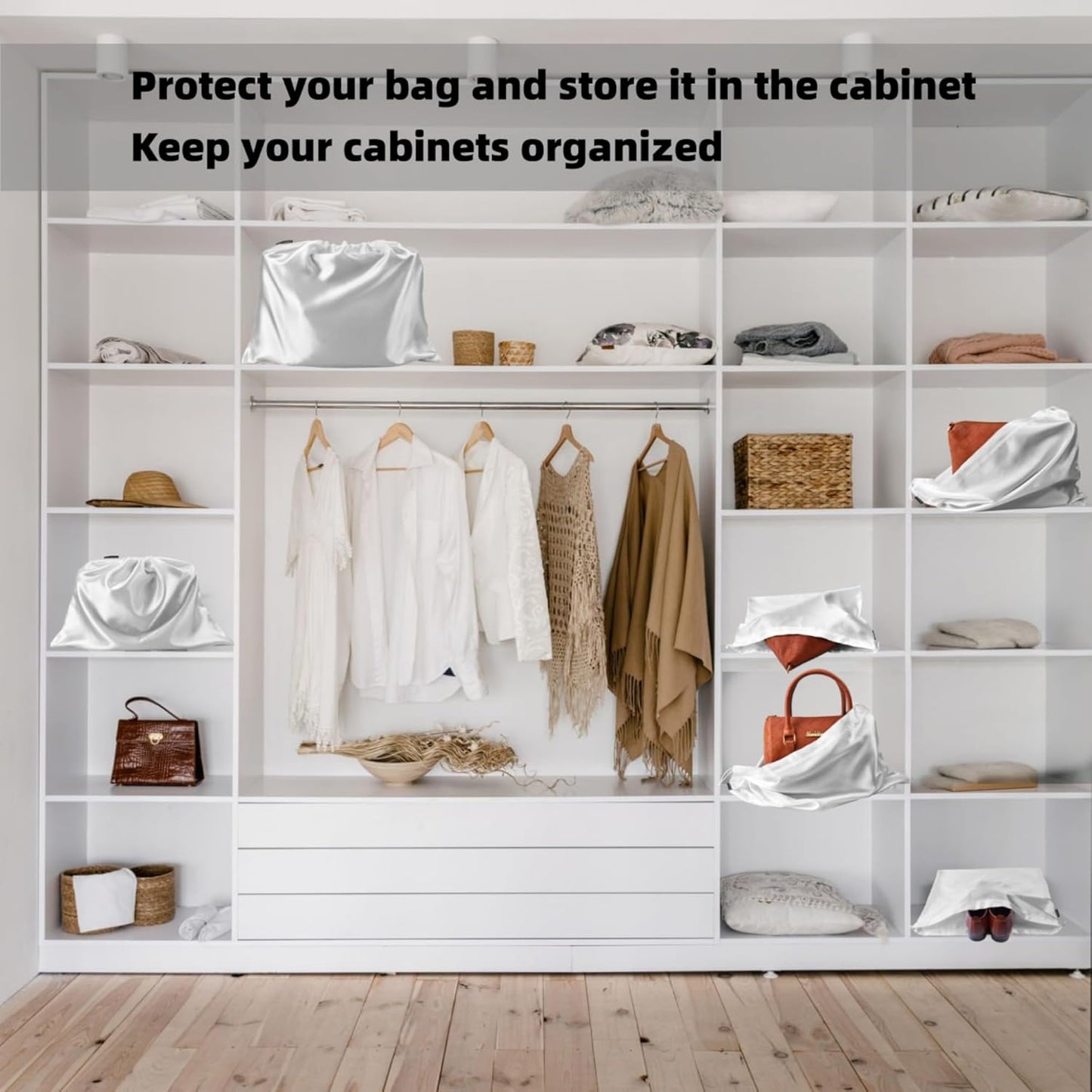 Skiennix 12 Pack Dust Bags - Silk Cloth Drawstring Storage Pouches for Handbags, Shoes & Boots