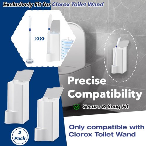 Clorox Toilet Holder - Space-Saving Wall-Mount & Free-Standing Storage for Disposable Scrubbing Pads | 2-Pack