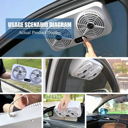 Yuecoom 2.4v 5w Usb Charging Air Vent Exhaust Small Window Fan, 3 Levels Adjustable Window Fans with Exhaust Intake Install to Door Glass(equip Motor)