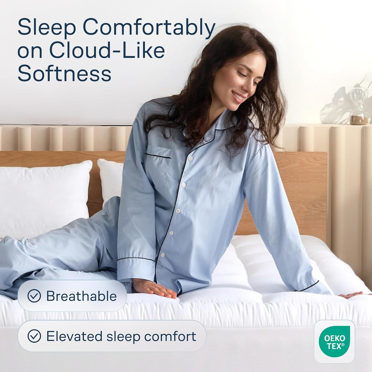 Skiennix Cloud-Like Twin Mattress Topper - 100% Cotton Cooling Mattress Pad for Full Body Support - White