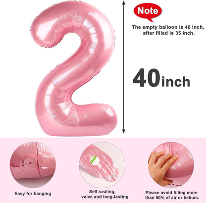 Pastel Pink 40-Inch Number Balloons by [Brand Name] | Perfect for 2nd, 12th, 21st Birthday Celebrations & Events
