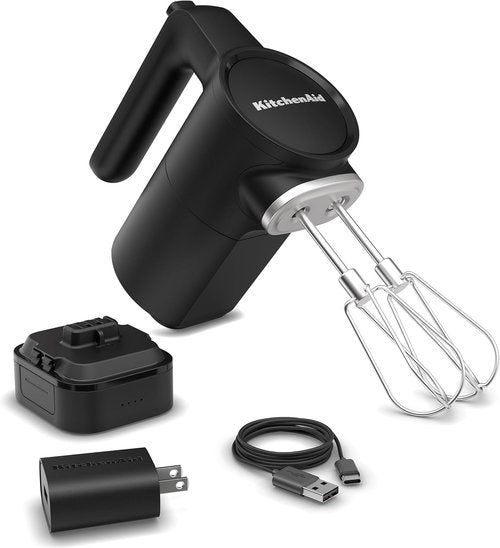 KitchenAid Go Cordless Hand Mixer - Battery Included, Sleek Black Matte Finish | Perfect for Easy Baking