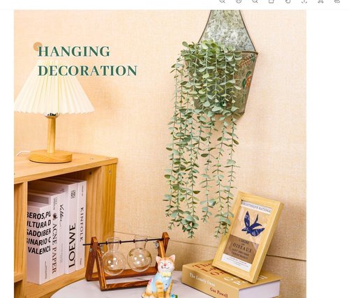 Der Rose 1Pcs Fake Plants Hanging Artificial Potted Faux Eucalyptus Plants for Modern Boho Farmhouse Bathroom Office Desk Wall Art Shelf Living Room Aesthetic Decor Indoor