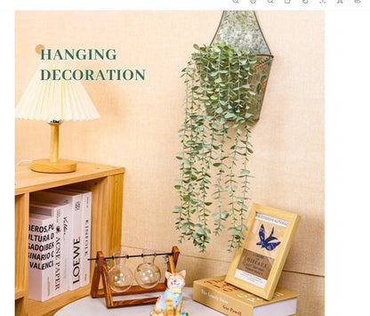 Der Rose 1Pcs Fake Plants Hanging Artificial Potted Faux Eucalyptus Plants for Modern Boho Farmhouse Bathroom Office Desk Wall Art Shelf Living Room Aesthetic Decor Indoor