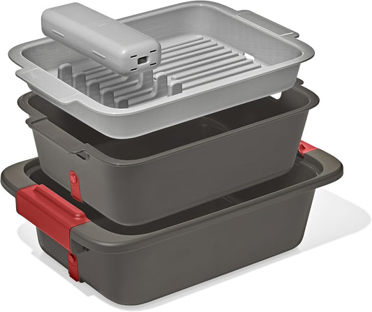OXO Outdoor Wash, Dry & Stow System - Compact & Efficient Cleaning Solution for Camping | Portable Design