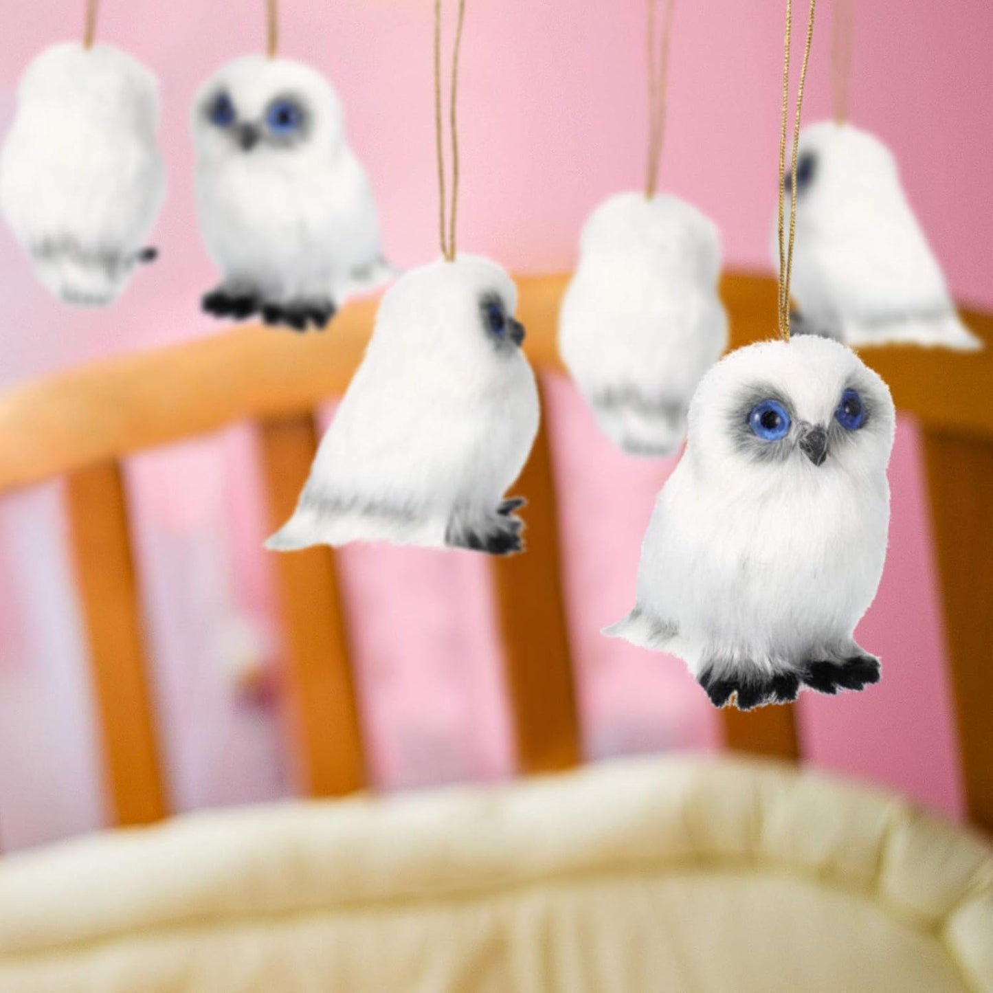 Skylety Mini Stuffed Owl Plush Toy - 3.2 Inch Soft White Hanging Ornament | Perfect for DIY Keychains & Gifts