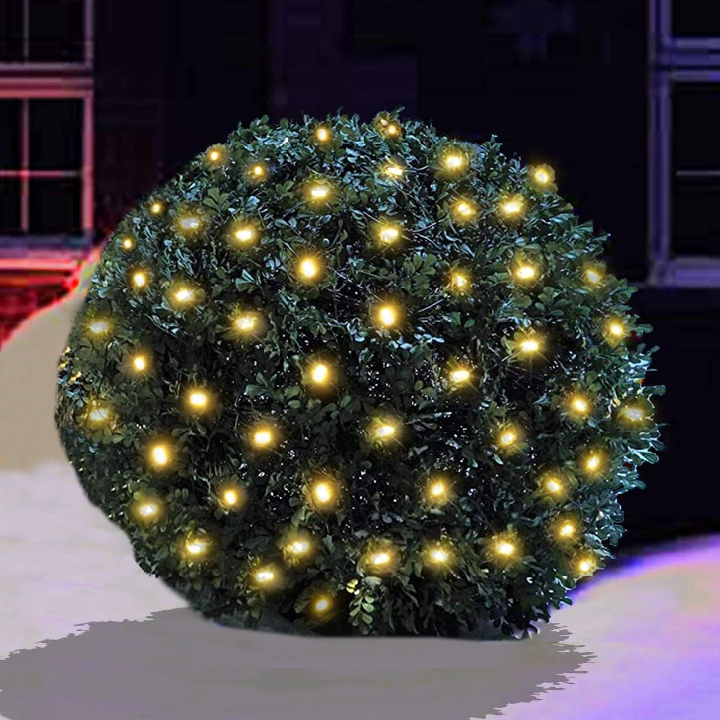 Skiennix 100 LED Christmas Net Lights - 5ft x 5ft Outdoor/Indoor Mesh Decoration, Warm White