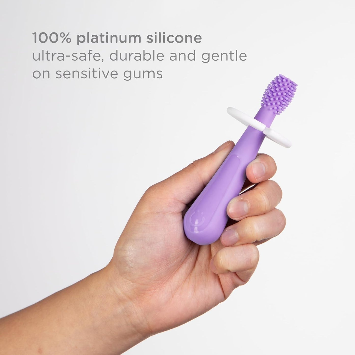 Ubbi 360° Baby Training Toothbrush - Safety Shield & Cover, Gentle Cleaning, Smoothie Purple