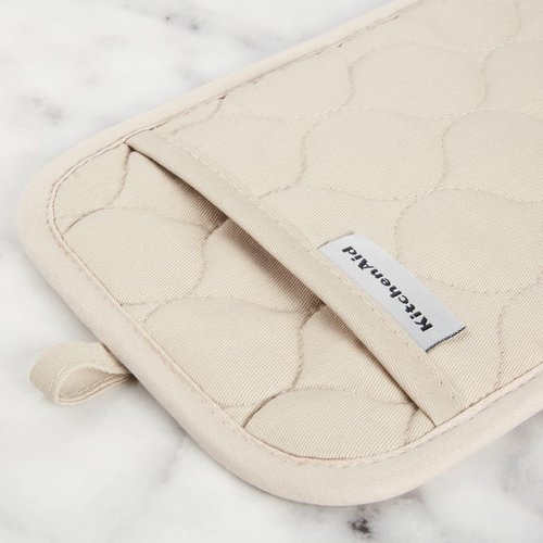 KitchenAid Quilted Cotton Terry Cloth Oven Mitt & Pot Holder Set - Heat Resistant, Silicone Grip | 4-Pack