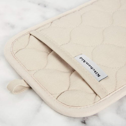 KitchenAid Quilted Cotton Terry Cloth Oven Mitt & Pot Holder Set - Heat Resistant, Silicone Grip | 4-Pack