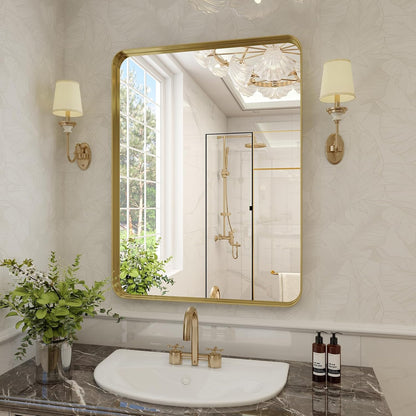 VooBang Gold Bathroom Mirror - 20x30 Inch Modern Deep Frame | Versatile Hanging or Leaning Design