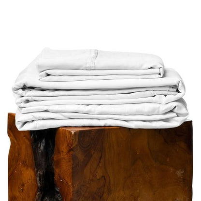 Olive + Crate Tencel Lyocell Eucalyptus Queen Size Sheet Set - Cooling Tencel Sheets for Hot Sleepers with 18 Inch Deep Pocket Fit - White Snow 4-Piece Set