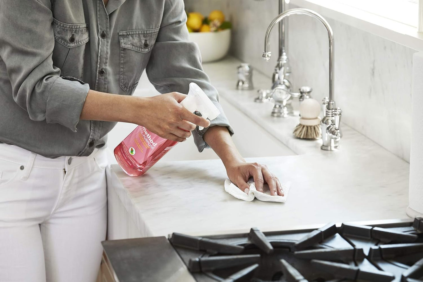 Method All-Purpose Cleaner Spray - Pink Grapefruit Scent | Ideal for Counters & Tiles - 28 Fl Oz (Pack of 8)
