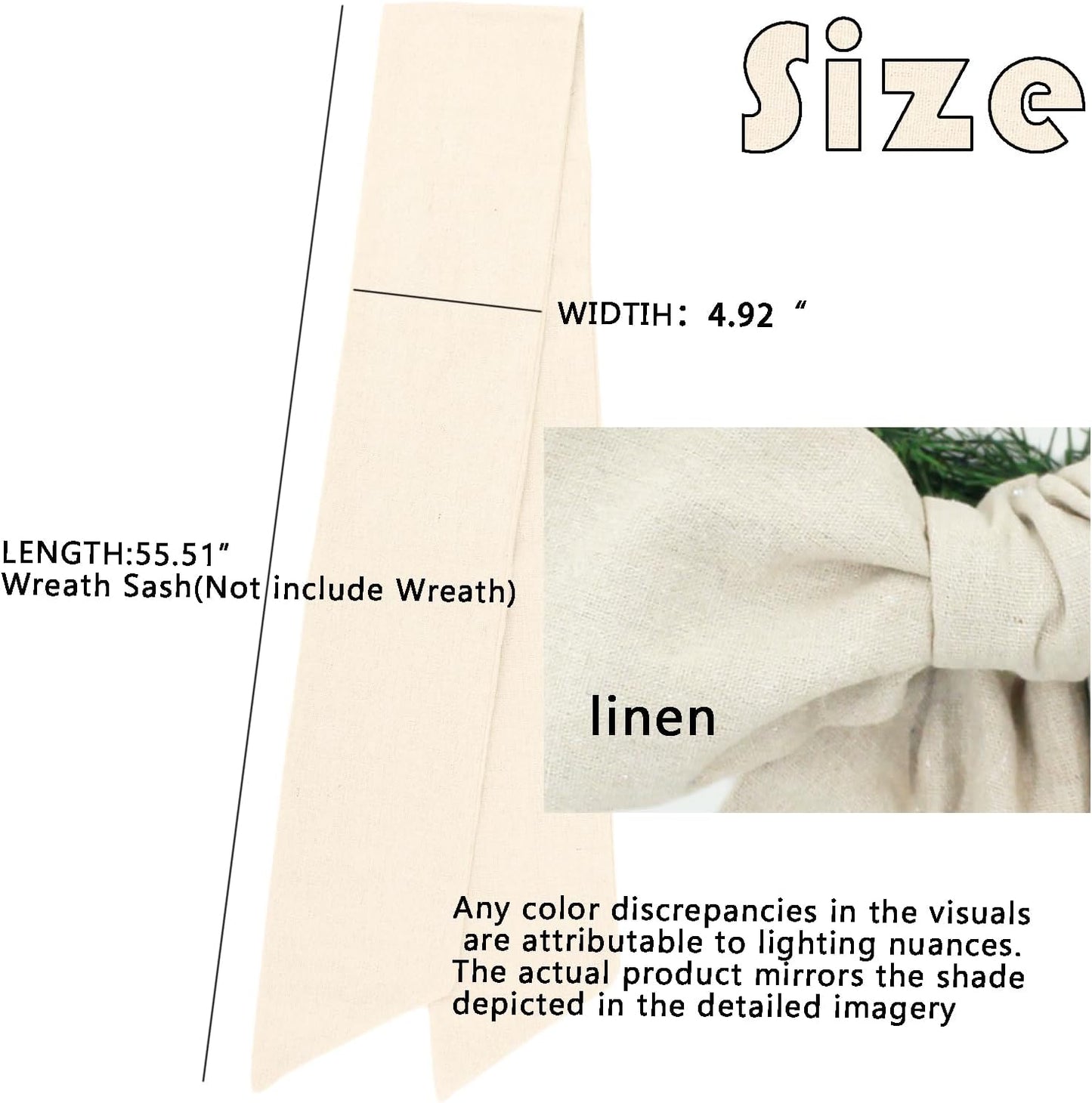 Skiennix 2-Pack Wreath Sash | Decorative Boxwood Sashes for Front Door & Holiday Decor - Linen